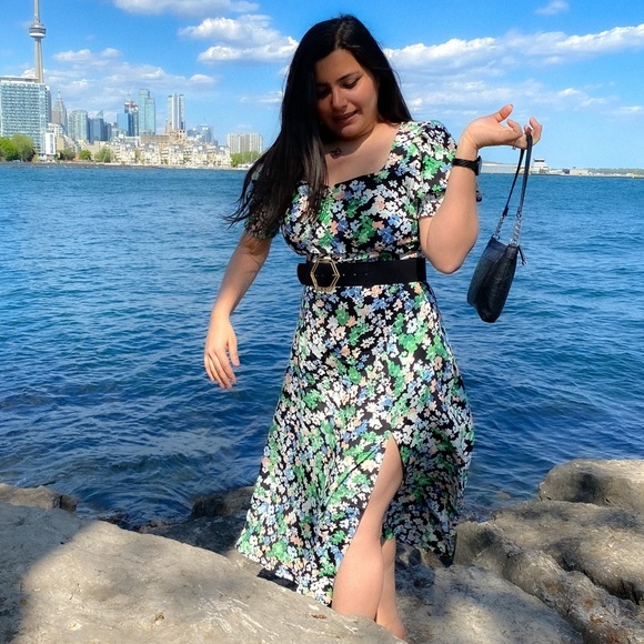 Summer slit dress, multi colour, floral. - Picture 1 of 5